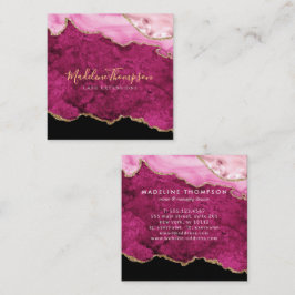 Moderne Samt-Rosa-Marmor-Achat-Geode Quadratische Visitenkarte