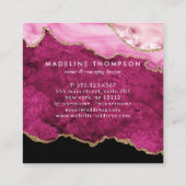Moderne Samt-Rosa-Marmor-Achat-Geode Quadratische Visitenkarte (Rückseite)