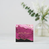 Moderne Samt-Rosa-Marmor-Achat-Geode Quadratische Visitenkarte (Stehend Vorderseite)