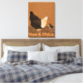 Moderne Sandy-orange Hen & Chick Kitchen Leinwanddruck (Insitu (Schlafzimmer))