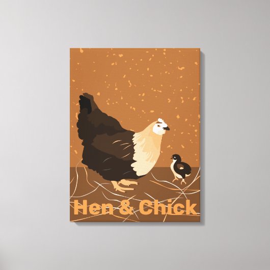 Moderne Sandy-orange Hen & Chick Kitchen Leinwanddruck (Vorderseite)