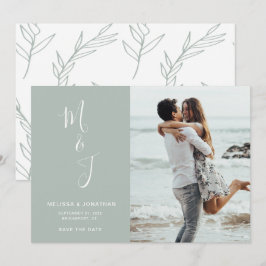 Moderne sanfte botanische Hochzeit rettet das Datu Save The Date