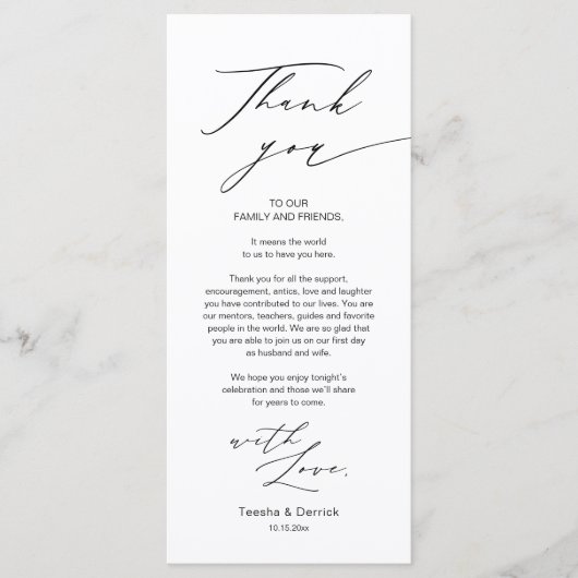 Moderne, sanfte Hochzeitsplattform dank Karte (Vorderseite)