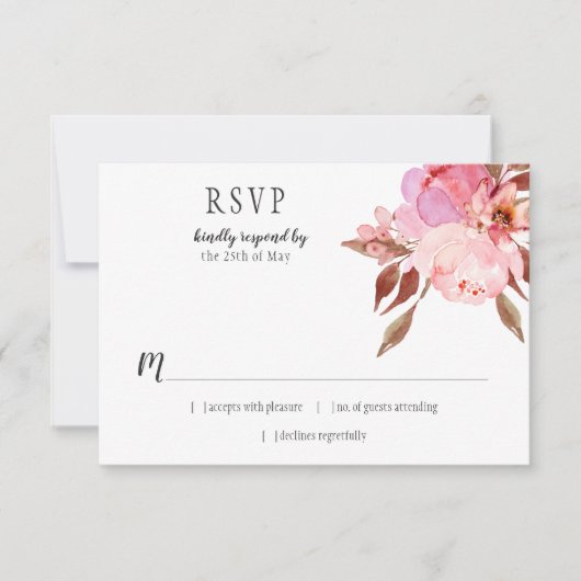 Moderne, sanfte, rosafarbene Peonies Grüne UAWG | RSVP Karte (Vorderseite)