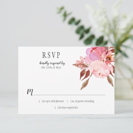 Moderne, sanfte, rosafarbene Peonies Grüne UAWG | RSVP Karte (Stehend Vorderseite)