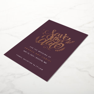 Moderne Sangria-Rosen-Kalligrafie-Schrift Hochzeit Folieneinladung