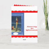 Moderne Sankt gehen durch Rakete Feiertagskarte (Rückseite)