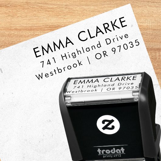 Moderne Sans-Serif-Rücksendeadress-Stempel mit Sel Permastempel