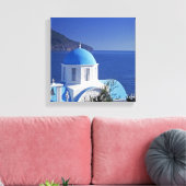 Moderne Santorini Griechenland gestresste Canvas P Leinwanddruck (Insitu (Wohnzimmer))
