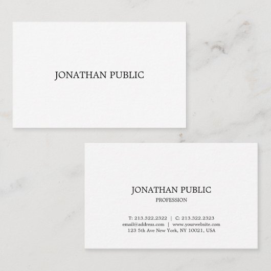 Moderne, saubere Beruflich Elegante Schlicht Trend Visitenkarte (Vorne/Hinten)