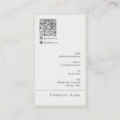 Moderne saubere chic sagegrüne scannbare QR-Code Visitenkarte (Rückseite)
