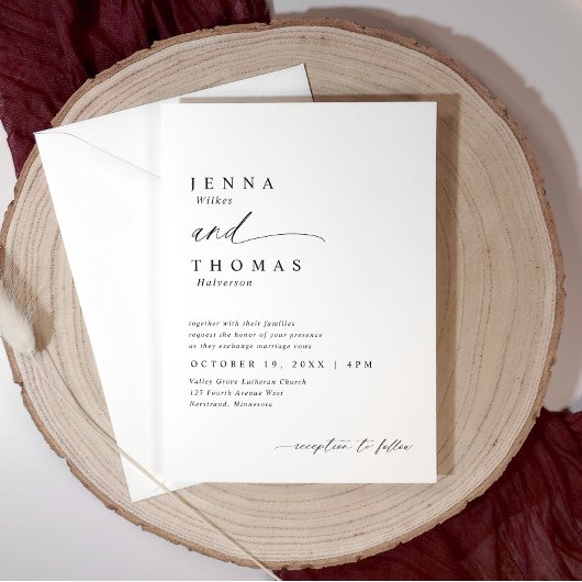 Moderne, saubere, einfache handgeschriebene Hochze Einladung