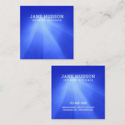 Moderne Saubere Elegantes Design Blaues Licht Luxu Quadratische Visitenkarte (Vorne/Hinten)