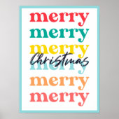 Moderne saubere Farbe Blau Weiß frohe Weihnachten Poster (Vorne)