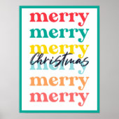 Moderne saubere Farbe Grün Weiß frohe Weihnachten Poster (Vorne)