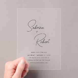 Moderne saubere Hochzeit - Rettet das Datum Acryleinladungen