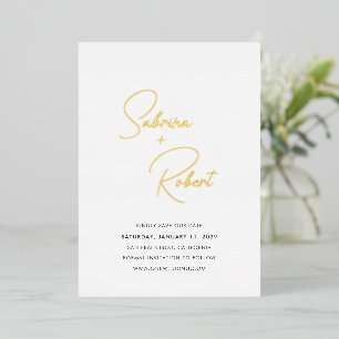 Moderne saubere Hochzeit - Rettet das Datum Folieneinladung