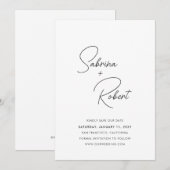 Moderne saubere Hochzeit Save The Date (Vorne/Hinten)