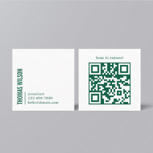 Moderne saubere kühne grüne weiße Berater-QR-Code Quadratische Visitenkarte