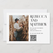 Moderne, saubere minimalistische Foto Hochzeit + Q Einladung (Rückseite)