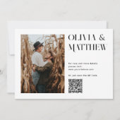 Moderne, saubere minimalistische Foto Hochzeit + Q Einladung (Rückseite)