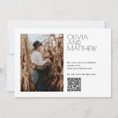 Moderne saubere minimalistische Hochzeit + QR-Code Einladung (Rückseite)