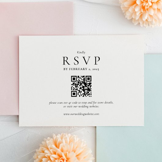 Moderne saubere QR-Code-Hochzeit  RSVP Karte