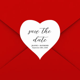 Moderne, saubere Save the Date Hochzeitsankündigun Herz-Aufkleber