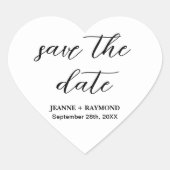 Moderne, saubere Save the Date Hochzeitsankündigun Herz-Aufkleber (Vorderseite)