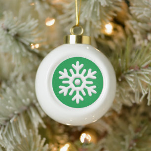 Moderne, saubere, schneeweiße Schneeflocke Keramik Kugel-Ornament