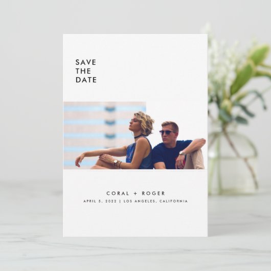 Moderne saubere Stadthochzeiten retten das Datum Save The Date (Stehend Vorderseite)