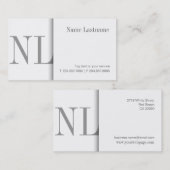 Moderne saubere weiße Monogramm-Visitenkarte Visitenkarte (Vorne/Hinten)