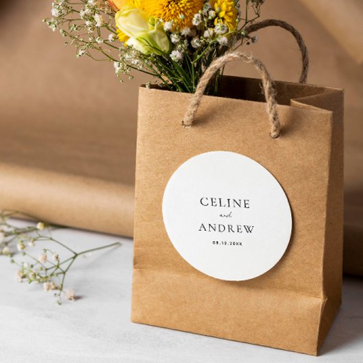 Moderne saubere, zeitlose Hochzeit Runder Aufkleber