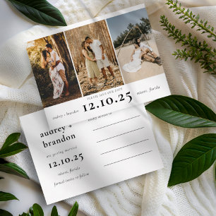 Moderne Save the Date 3 FotoCollage Ankündigungspostkarte
