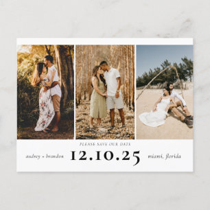 Moderne Save the Date 3 FotoCollage Ankündigungspostkarte