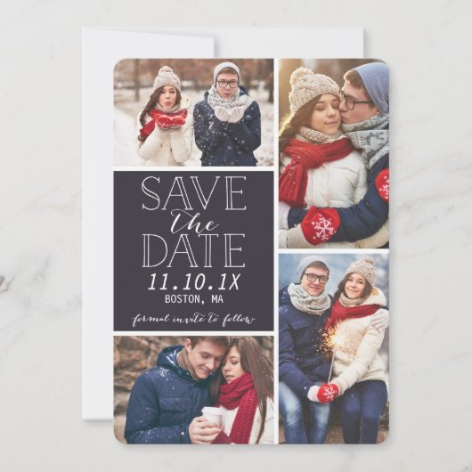 Moderne Save-The-Date-4-Foto-Collage Save The Date (Vorderseite)
