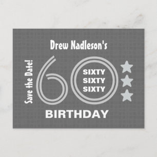 Moderne Save the Date 60. Geburtstagsparty A03 Ankündigungspostkarte