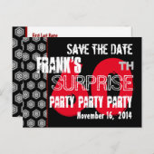 Moderne Save the Date 60. ÜBERRASCHUNG Geburtstag  Ankündigungspostkarte (Vorne/Hinten)