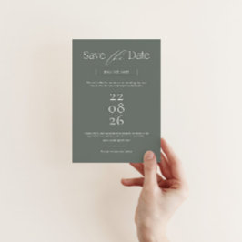 Moderne Save the Date Einladung in Sage Green