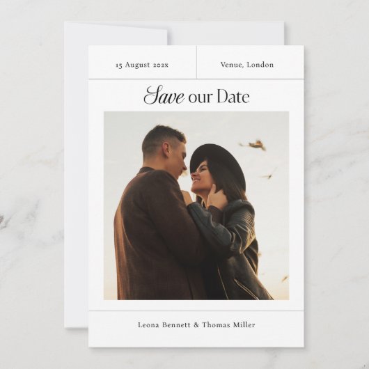 Moderne Save the Date-Einladung mit Foto Einladung (Vorderseite)