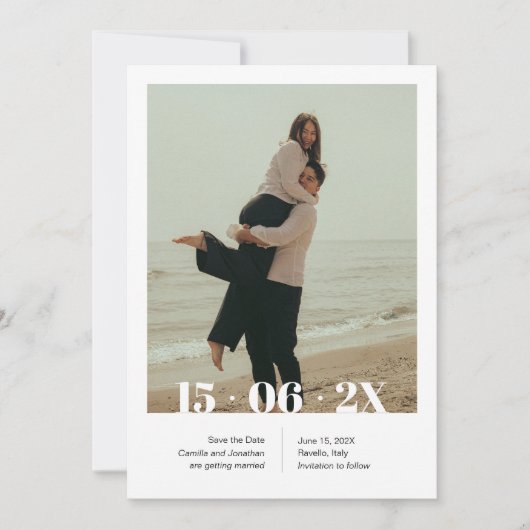 Moderne Save the Date-Einladung mit Foto Einladung (Vorderseite)