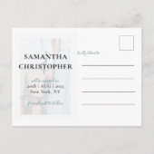 Moderne Save the Date Elegante Script Foto Collage Ankündigungspostkarte (Rückseite)