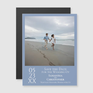 Moderne Save-the-Date-Foto Dusty Blue Magnet