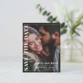 Moderne Save the Date-Foto-Hochzeit Ankündigungspostkarte (Stehend Vorderseite)