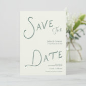 Moderne Save The Date Foto Sagegrün Einladung (Stehend Vorderseite)