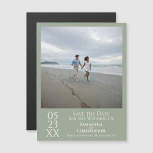 Moderne Save-the-Date-Foto Salbeigrün Magnet