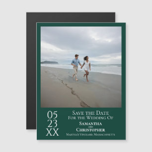 Moderne Save-the-Date-Foto Smaragdgrün Magnet