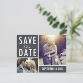 Moderne Save the Date FotoCollage Ankündigungspostkarte (Stehend Vorderseite)