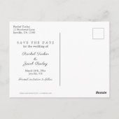 Moderne Save the Date Full-Foto-Overlay-Hochzeit Postkarte (Rückseite)