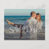 Moderne Save the Date Full-Foto-Overlay-Hochzeit Postkarte (Vorderseite)